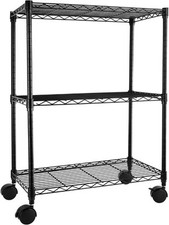 3 Tier Shelving Unit Metal Trolley Rack Rolling Shelves Kitchen Garage Storage ‎