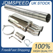 Universal Stainless Steel Twin Upswept Exhaust Back Box  Flexi Pipe Kit 