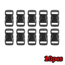 10x 10mm Side Release Buckles Black Plastic Clips for Bags Dog Collars DIY