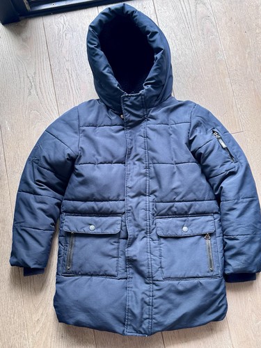 Boys navy hooded puffer - m&s,