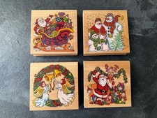 4 x Large Wooden Rubber Stamp