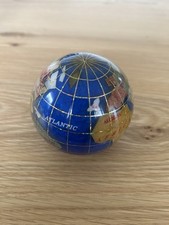 Vintage Blue Polished Semi-Precious Gemstone World Globe Paperweight