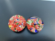2 x Stunning Small Scramble Murano Glass Millefiori Paperweights