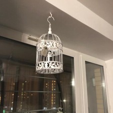 Metal Vintage Bird Cage White