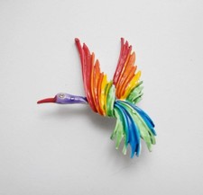 BN Vintage 1980's Multi-Coloured Faux-Enamel Bird of Paradise Brooch  Deadstock