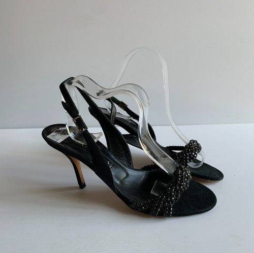 Gina black beaded - beaded, heels