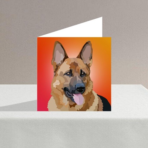 German sheppard greeting - german, card