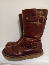 UGG Australia Womens Kensington Leather Brown Shearling Mid Calf Boots UK4.5