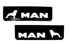 MAN Lorry HGV Truck Mudflaps 18x60cm Smooth Black PVC Mud Flaps with White Logo