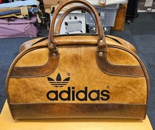 Adidas 1970s 'Peter Black' Brown Leather Vintage/ Retro Sports Bag Holdall