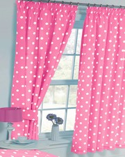 Polka Dot Pink Curtains Pair