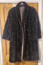 Vintage 1940s Real Long Black fur Coat