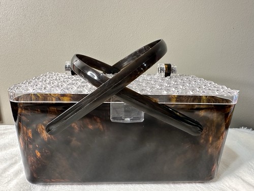 Tortoise amber box purse - tortoise,