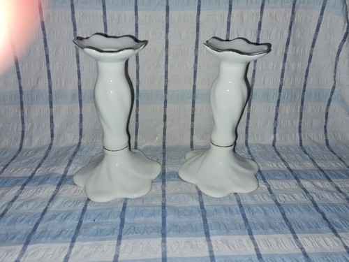 Tall white china - , candle