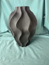 H&M Home Extra Large Stoneware Vase, Dark Grey, 30cm high x 21cm width