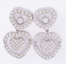 Chopard Happy Amore 18k White Gold 0.62ctw Diamond Heart Earrings