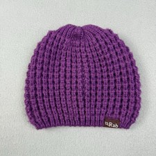 Rab Beanie Womens One Size Purple Chunky Knit Hat Wool Blend Logo Winter Outdoor