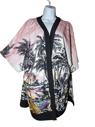 Tropical scene kimono swim - kimono,