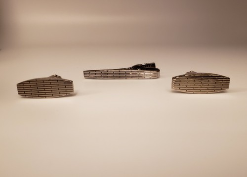 Men silvertone cufflinks tie - men's,