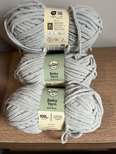 So Crafty Baby Chenille Yarn In Soft Grey 100g x 4 Balls Brand New Unused