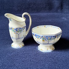 Royal Doulton Arvon H3911 Art Deco Vintage 1930s Small Milk Jug and Sugar Bowl