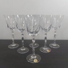 Bohemia Crystal Wine Glass x6 200ml Fire With Panel Full Lead New 21cm