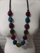 Purple Green Blue Long Beaded Bead Chunky statement necklace costume jewellery 