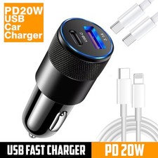 Fast Car Charger PD 20W Dual USB Cigarette Lighter Socket Power Adapter