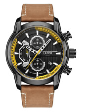 WATCH MENS LATOR CALIBRE L9180 CHRONOGRAPH LEATHER STRAP - NEW