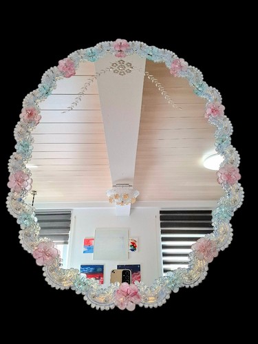 Murano glass mirror pink - murano, &
