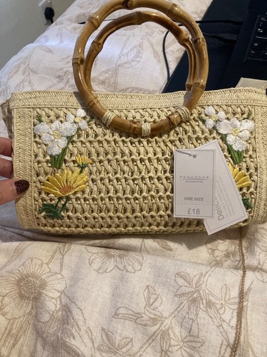 Peacocks straw bag