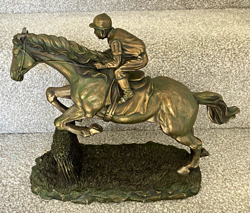 Horse jockey jumping metal - horse,