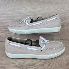 Hotter Loafers Women's Casual Slip On Leather Shoes Beige Size UK 4 EU 37