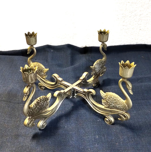 Vintage ornate swan candelabra - vintage,