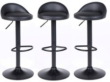 3 x Bar Stools Faux Leather Kitchen Low Back Breakfast Bar Chair
