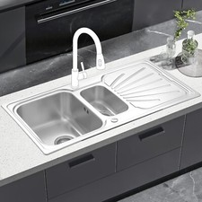 JASSFERRY Stainless Steel Kitchen Sink 1.5 Bowl Reversible Drainer 1000X500mm