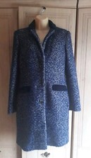 BODEN Women's Tweed Navy Velvet Trim 44% Wool Coat Jacket UK 10 