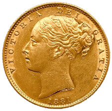 RARE 1881 Victoria Shield Back Gold Full Sovereign Coin 1881S Sydney