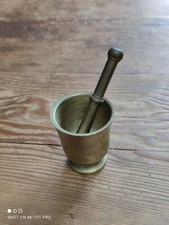 Small Vintage  Engraved Brass Pestle & Mortar