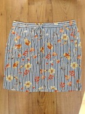 Ladies Summer Linen Skirt by Peacocks - Size 18 - Blue floral print