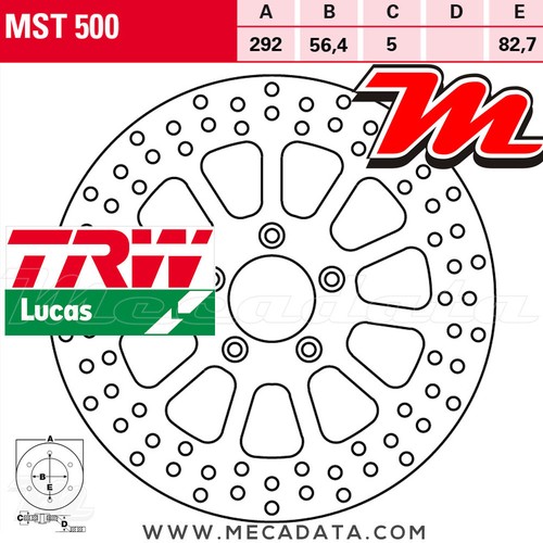 Front brake disc - trw, mst500