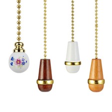 Ceramic Ball Wooden Mike Bathroom Toilet Pull Chain Cord Handle For Light Switch