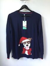 BNWT Gorgeous Ladies Joules Navy Blue Miranda Festive Dog Jumper, Various Sizes