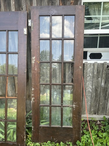 Antique hardwood french door - hardwood,