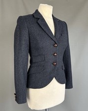 Jack Wills Jacket Navy Moon Herringbone Tweed 100% Wool Riding blazer UK 8