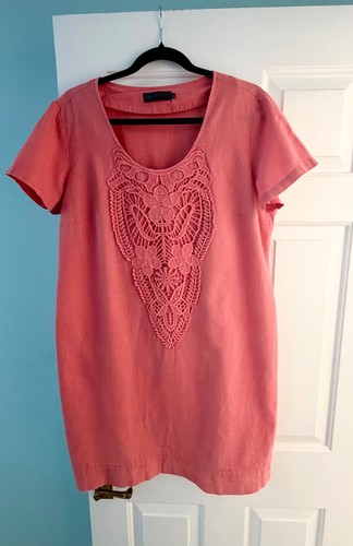 Linen and lace shift dress