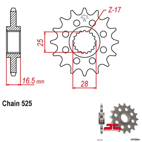 Sprocket countershaft 525 - jt,