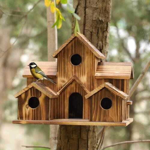 Hanging wooden bird house - hanging,
