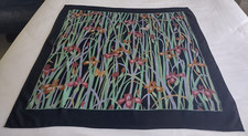 LIBERTY Vintage Large Crepe Silk Scarf - Irises - Black/Multi - 85 x 85 cm