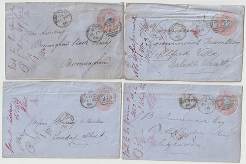 1866 pink postal - x, 1d